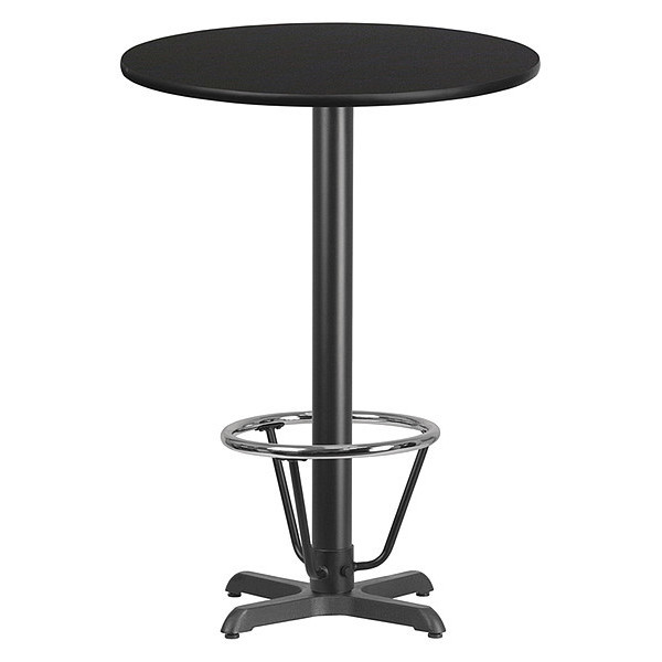 Flash Furniture Round Laminate Table, 30" W X 30" L X 43.125" H, Laminate, Wood Grain XU-RD-30-BLKTB-T2222B-3CFR-GG