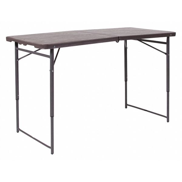 Flash Furniture Rectangle Plastic Table, 23.5''W x 48.25''L, 23.5" W, 48.25" L, 29.5" H, Plastic Top, Brown DAD-LF-122Z-GG