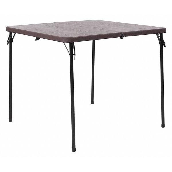 Flash Furniture Square Folding Table, 34" W, 34" L, 28.5" H, Plastic Top, Brown DAD-LF-86-GG