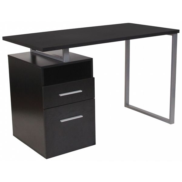 Flash Furniture Computer Desk, 23-1/2" D, 47" W, 30-1/2" H, Dark Ash, Metal, Table Top: Wood NAN-JN-2634-G-GG