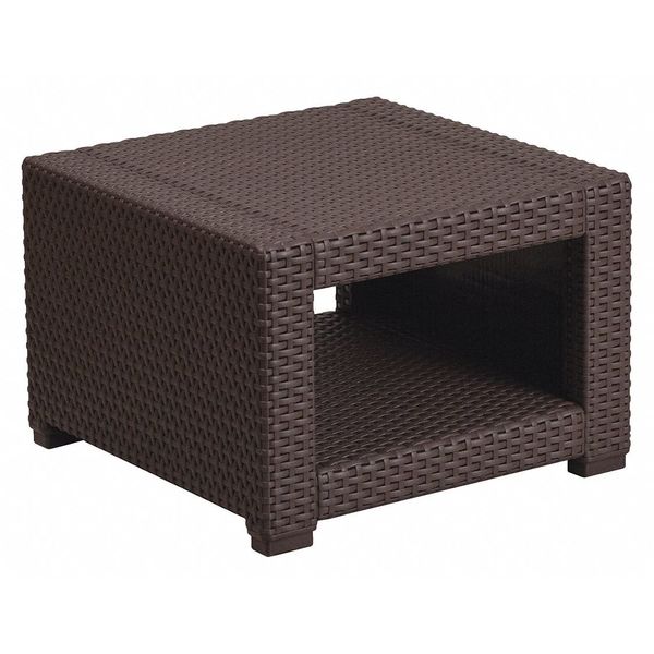 Flash Furniture Square End Table, Faux Rattan, Chocolate, 22 W, 22 L, 15.25 H, Resin Top, Chocolate Brown DAD-SF1-S-GG