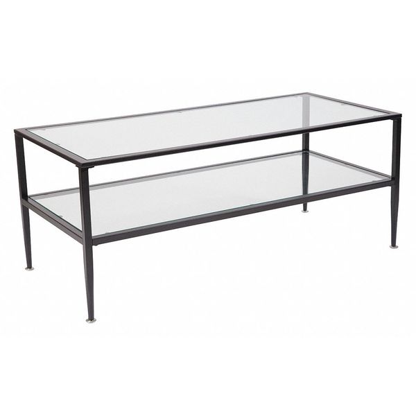 Flash Furniture Coffee Table, Glass with Black Legs HG-160333-GG