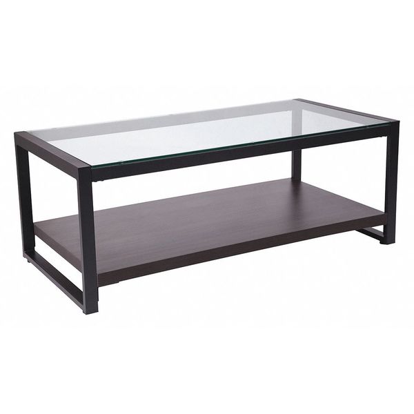 Flash Furniture Coffee Table, Glass with Black Legs NAN-JH-1735-GG