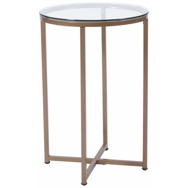 Flash Furniture Round End Table, 16" W, 16" L, 23.5" H, Glass Top, Clear NAN-JH-1786ET-GG