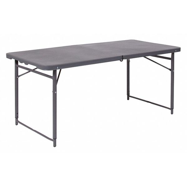 Flash Furniture Rectangle Folding Table, 23.5" W, 48.25" L, 29.5" H, Plastic Top, Grey DAD-LF-122Z-DG-GG