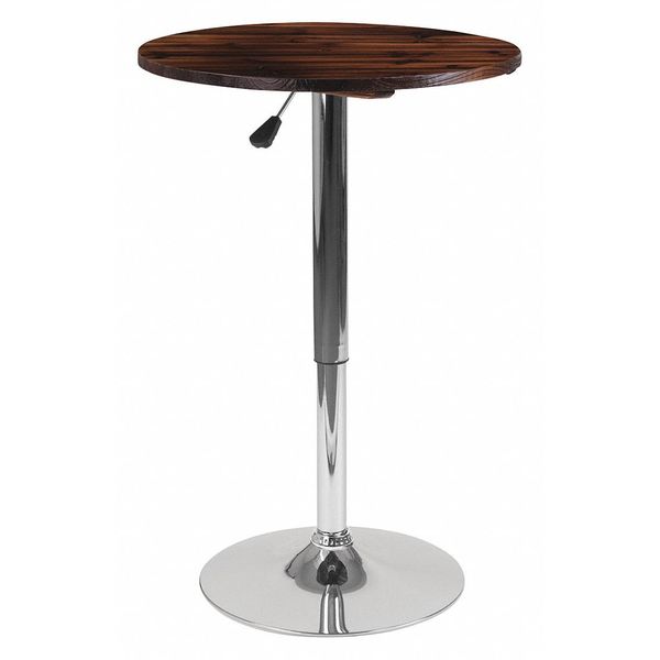 Flash Furniture Round Table, Pine Wood Adj., 23.5", Round, 23.5" X 23.5" X 35.5", Wood Top, Brown CH-9-GG