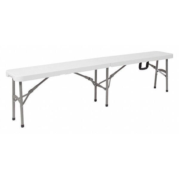 Flash Furniture Plastc Bench, 11"Wx72"L, Folding, White DAD-YCD-183Z-2-GG