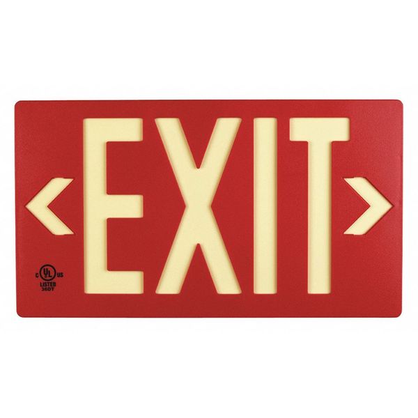 Jessup Glo Brite Exit Sign, PM75, Red w/PL Single 75-7070-B