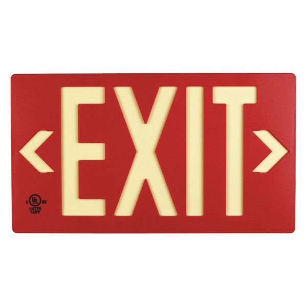 Jessup Glo Brite Exit Sign, PM75, Red w/PL Double 75-7072-B