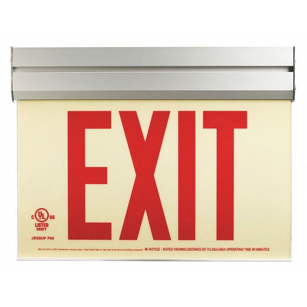 Jessup Glo Brite Exit Red, P50, Single w/Acrylic Frame 7210-ACR-B