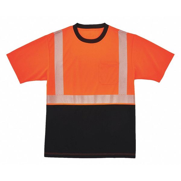 Glowear By Ergodyne Blk Front Perf. Safety T-Shirt, Large, Org 8280BK