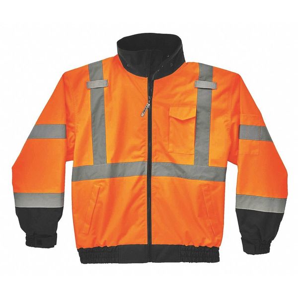 Glowear By Ergodyne Fleece Lined Bomber Jacket, Orange, 5XL 8379