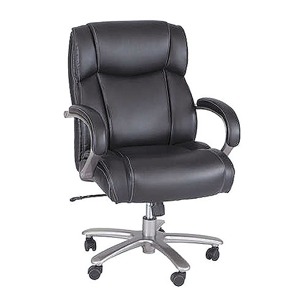Safco Big and Tall Chair, Bonded Leather, 19-1/2" to 22-3/4" Height, Loop Arms, Black 3503BL