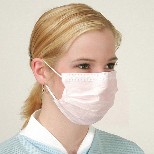 Coolone Disposable Procedural Face Mask, Universal, Pink, 500PK PK 6055