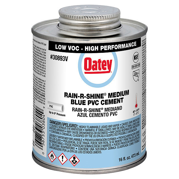 Oatey Cement, Brush-Top Can, 16 fl oz, Blue 30893V