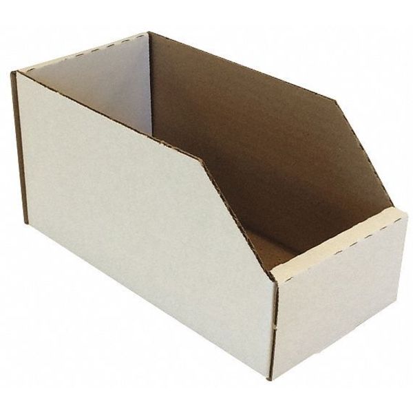 Packaging Of America Corrugated Shelf Bin, White, Cardboard, 9 in L x 4 in W x 4 1/2 in H BIN 4-9