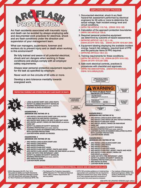 Accuform Poster, Arc Flash, 18 x 24 In. SP124493L