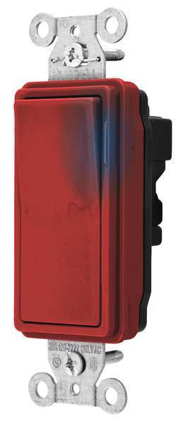 Hubbell Illuminated Wall Switch, 3-Way, 20A, Red SNAP2123ILRNA