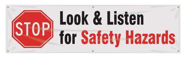 Accuform Banner, Look & Listen For, 28 x 96 In. MBR863