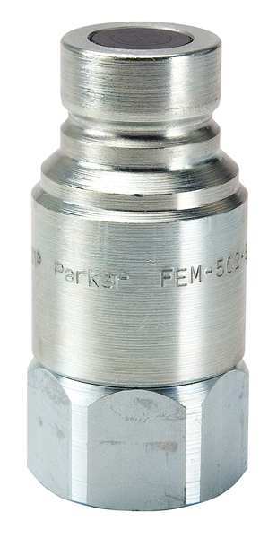 Parker Hydraulic Quick Connect Hose Coupling, Steel Body, Push-to-Connect Lock, 1/4"-18 Thread Size FEM-252-4FP