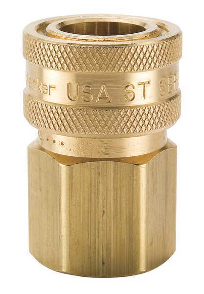 Parker Hydraulic Quick Connect Hose Coupling, Brass Body, Sleeve Lock, 1/2"-14 Thread Size, ST Series BST-4