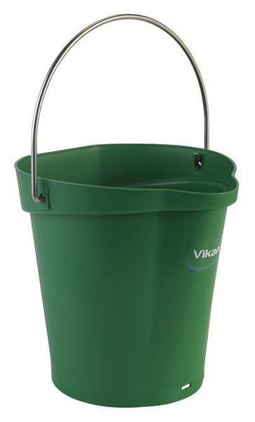 Vikan Round Hygienic Bucket, 9 19/32 in Dia, Green, polypropylene 56882