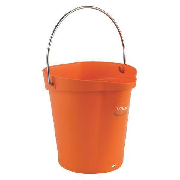Vikan Round Hygienic Bucket, 9 19/32 in Dia, Orange, polypropylene 56887