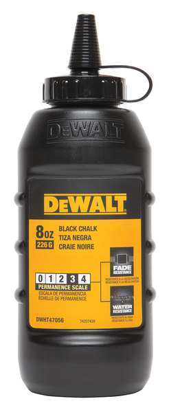 Dewalt Marking Chalk, Standard, Black, 8 oz. DWHT47056L