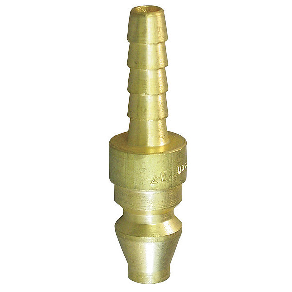 Hansen Coupler Plug, Hose Barb, 1/4, Brass A7