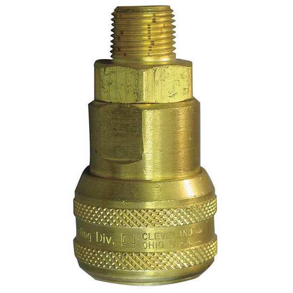 Hansen Hydraulic Quick Connect Hose Coupling, Brass Body, Push-to-Connect Lock, 3/8"-18 Thread Size 3300E
