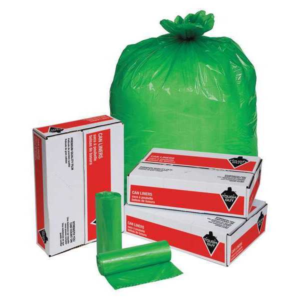 Tough Guy 33 Gal Biohazard Bags, 31 in x 43 in, Super Heavy-Duty, 1.5 mil, Green, 100 Pack 31DK99