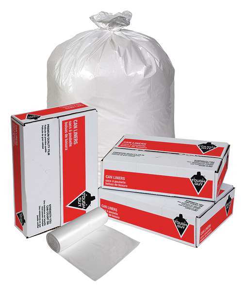 Tough Guy Trash Bags, 40-45 gal, 40 in W, 48 in H, 16 Micron Thick