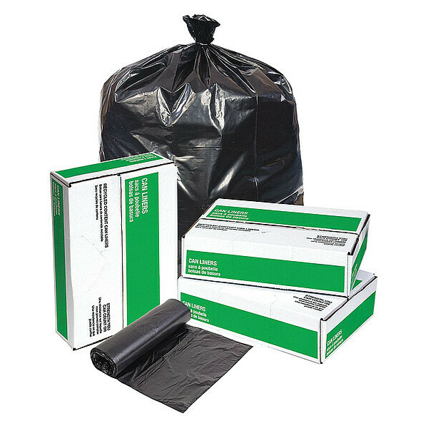 Tough Guy 33 Gal Recycled Material Trash Bags, 37 in x 39 in, Super Heavy-Duty, 1.5 mil, Black, 100 Pack 38D110