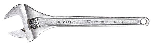 Westward Adj. Wrench, 15", 1-15/16" Cap., Chrome 31D025