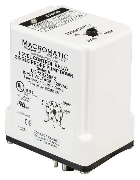 Macromatic Control Relay, Single Pump Up, 120V LCP2A250F2
