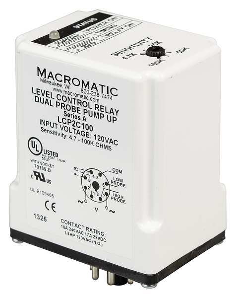 Macromatic Control Relay, Dual Pump Up, 120V LCP2C100