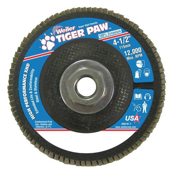 Weiler Abrasive Flap Disc, Medium, 4-1/2 in. 98858