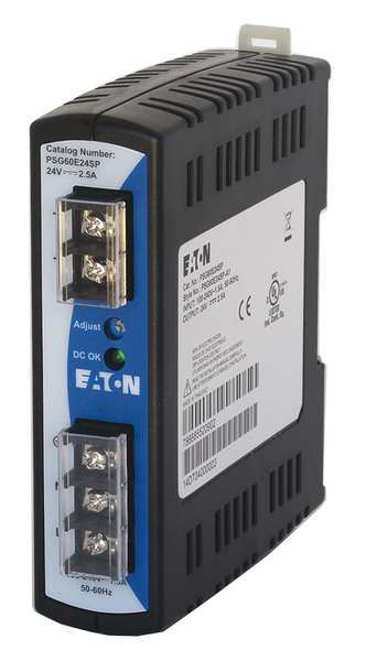 Eaton Dc Power Supply, 100 to 240 V AC, 24V DC, 60W, 2.50, Din Rail PSG60E24SP