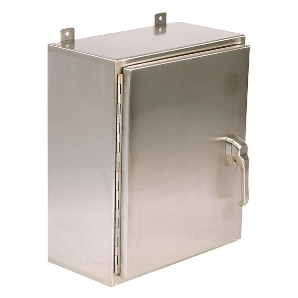 Wiegmann 304 Stainless Steel Enclosure, 24 in H, 24 in W, 12 in D, 12, 3R, 4, 4X, Hinged SSN42424123PT