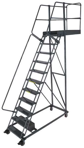 Ballymore 152 in H Steel Cantilever Rolling Ladder, 11 Steps, 300 lb Load Capacity CL-11-14
