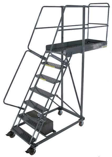 Ballymore 112 in H Steel Cantilever Rolling Ladder, 7 Steps, 300 lb Load Capacity CL-7-28