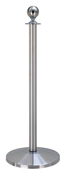 Queueway Ball Top Rope Post, Satin Stainless Steel QWAY312-3S