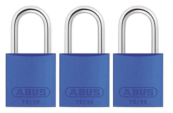 Abus Lockout Padlock, KA, Blue, 2-17/32"H, PK3 72/30 KA X 3