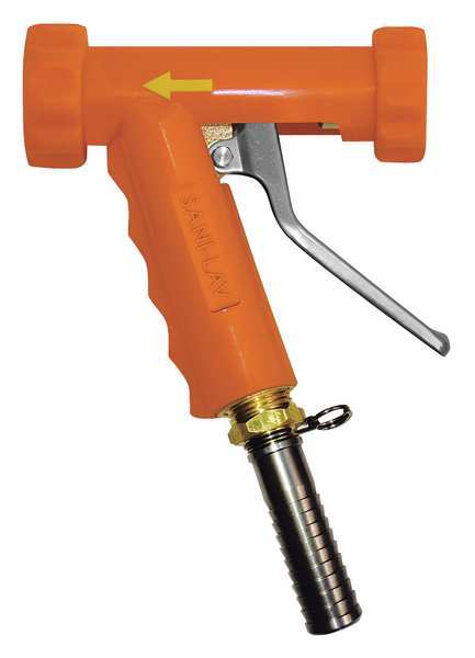 Sani-Lav Water Saver Hot/Cold Spray Nozzle, 3/4" Female, 150 psi, 5.3 gpm, Safety Orange N8120