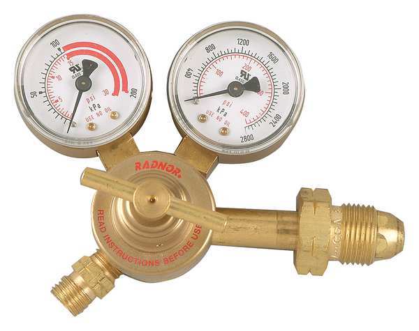 Radnor Gas Regulator, Single Stage, CGA-510, 0 to 15 psi, Use With: Acetylene RAD64003028