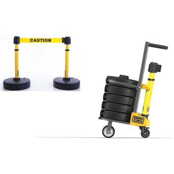 Banner Stakes PLUS Barricade System, Yellow, Caution PL4001