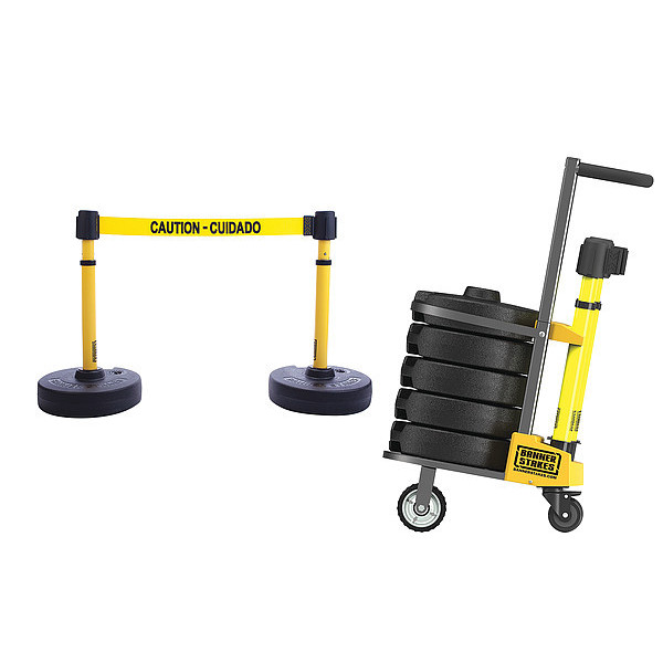 Banner Stakes PLUS Barricade, Yellow, Caution - Cuidado PL4002