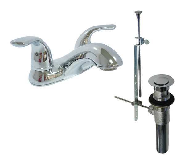 Dominion Faucets Manual 4" Mount, 2 Hole Low Arc Bathroom Faucet, Chrome 77-3293