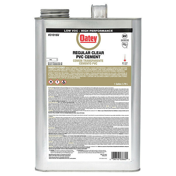 Oatey Pipe Cement, Can, 128 fl oz, Clear 31016V