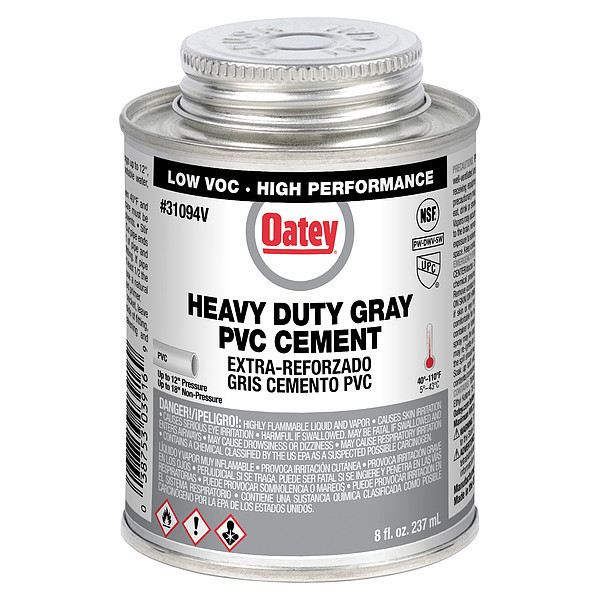 Oatey Cement, Brush-Top Can, 8 fl oz, Gray 31094V